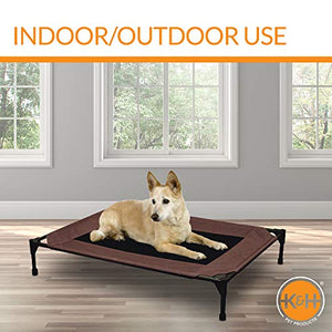 K&H Pet Products Cooling Elevated Dog Bed Outdoor Raised with Washable Breathable Mesh, Cot No-Slip Rubber Feet, Portable Indoor Bed, Large Chocolate/Black Mesh