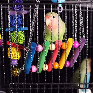 Deloky 8 Packs Bird Swing Chewing Toys- Parrot Hammock Bell Toys Suitable for Small Parakeets, Cockatiels, Conures, Finches,Budgie,Macaws, Parrots, Love Birds