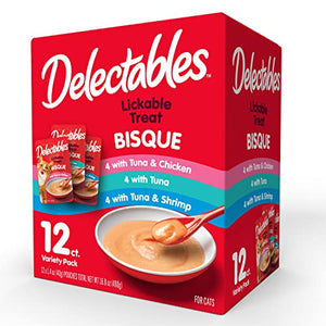 Delectables Bisque Lickable Wet Cat Treats - Chicken, Tuna & Shrimp, 12 count