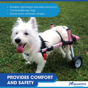 Walkin' Wheels Small Dog Wheelchair, Lightweight Dog Wheelchair for Back Legs, 15-25 lbs, for 6-8 inches Leg Height - Blue