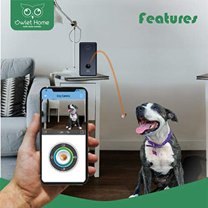 Owlet Home Pet Camera with Treat Dispenser Tossing for Dogs/Cats, Smart Dog/Cat Camera, Free App, 2.4Ghz & 5Ghz WiFi, 1080P Camera, Live Video, Auto Night Vision, 2-Way Audio, Compatible with Alexa