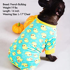 KYEESE Dog Pajama for Medium Dogs Yellow Duck Soft Material Stretchable Dog Pajamas Onesie Dog Apparel