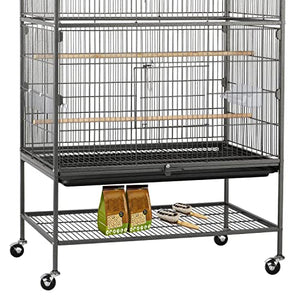 Yaheetech 52-inch Wrought Steel Standing Large Flight King Bird Cage for Cockatiels African Grey Quaker Amazon Sun Parakeets Green Cheek Conures Pigeons Parrot Bird Cage Birdcage with Stand