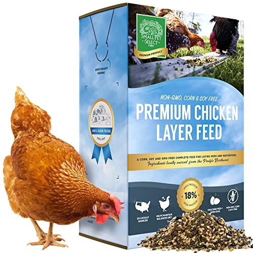 Small Pet Select Chicken Layer Feed Pellets | 18% Protein Level | Corn-Free, Soy-Free, Non-GMO | All Natural US Locally Sourced Ingredients | 20lb