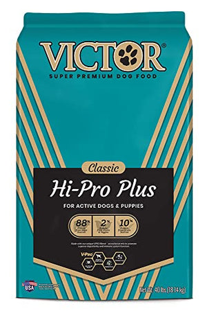 VICTOR Super Premium Dog Food – Hi-Pro Plus Dry Dog Food – 30% Protein, Gluten Free - for High Energy and Active Dogs & Puppies, 40lbs