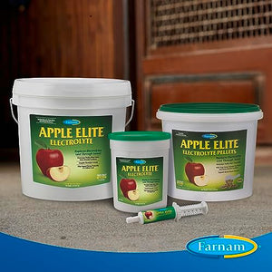 Farnam Apple Elite Horse Electrolyte Paste, Rapid replenisment of minerals lost in sweat during exercise, extreme weather and stressful conditions, 60 cc