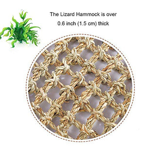 kathson Reptile Lizard Bearded Dragon Hammock Reptile Lounger Hermit Crab Climbing Toys Tank Accessories for Habitats 100% Natural Grass Fibers Hammock Bed for Geckos