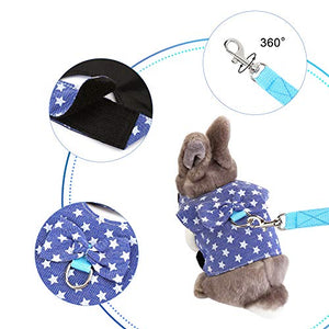 Filhome Adjustable Rabbit Harness Leash, Bunny Harness Leash Cute Vest Harness for Rabbit Ferret Bunny Kitten Guinea Pig Walking Medium