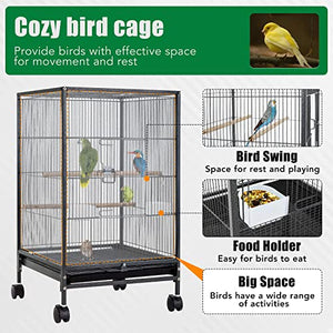 BestPet 35 inch 53 inch Wrought Iron Bird Cage with Play Open Top and Rolling Stand,Large Parrot Cage Bird Cages for Parakeets,Cockatiel, Canary, Finch, Lovebird, Parrotlet,Pigeons (35 inch)