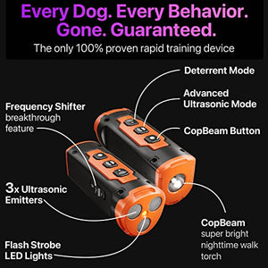 NPS Dog Bark Deterrent Devices w/ 3X Sonic emitters 50ft Range | Professional Dog Training Tool, Anti Bark Device for Dogs |Best Behavior Aid - Barking Silencer Indoor & Outdoor, Rechargeable