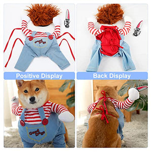 Pet Deadly Doll Dog Costume, Chucky Dog Cosplay Funny Costume Halloween Christmas Dog Clothes Party Costume for Small Medium Large Dogs