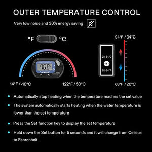 VIVOSUN Submersible Aquarium Heater with Thermometer Combination, 200W Titanium Fish Tank Heaters with Intelligent LED Temperature Display and External Temperature Controller