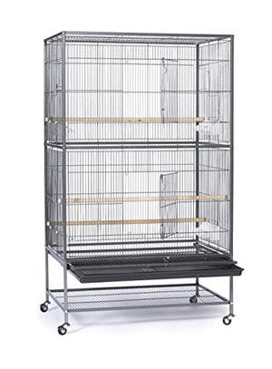 Prevue Pet Products Wrought Iron Flight Cage with Stand, Large Birdcage for Pets, Metal Cage Standing Birdcage, Black Hammertone Finish