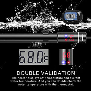 VIVOSUN Submersible Aquarium Heater with Thermometer Combination, 200W Titanium Fish Tank Heaters with Intelligent LED Temperature Display and External Temperature Controller