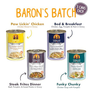 Weruva Classic Dog Food, Variety Pack, Baron's Batch, Wet Dog Food, 14oz Cans (Pack of 12)