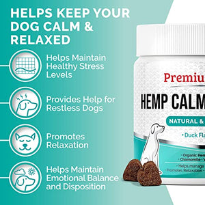 PREMIUM CARE Hemp Calming Chews for Dogs, Made in USA, Helps with Dog Anxiety, Separation, Barking, Stress Relief, 9.3 oz (264g), 120 count