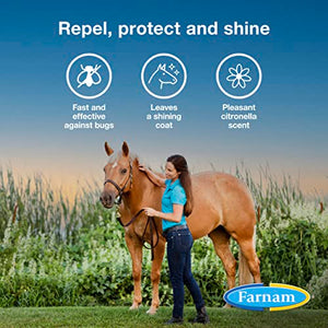 Farnam Bronco Gold Horse Fly Spray, Grooming Aid, Coat Conditioner, 32 Ounces, Quart Spray