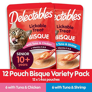 Delectables Bisque Senior Variety Lickable Cat Treat, 12 Count