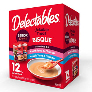 Delectables Bisque Senior Variety Lickable Cat Treat, 12 Count