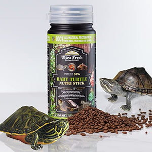 Ultra Fresh Floating Baby Turtle Food, All Natural Ingredients, Wild Sword Prawn, Calcium Vitamin D Enriched for Picky Aquatic Baby & Juvenile Turtles, Baby Turtle Nutri Stick 1.6 oz