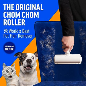 Chom Chom Roller Pet Hair Remover and Reusable Lint Roller - ChomChom Cat and Dog Hair Remover for Furniture, Couch, Carpet, Clothing and Bedding - Portable, Multi-Surface Fur Removal Tool