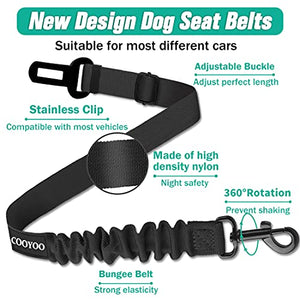 COOYOO 3 Piece Set Retractable Seatbelts Adjustable Pet Seat Belt for Vehicle Nylon Pet Safety Heavy Duty & Elastic & Durable Car Harness for Dogs