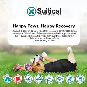 Recovery Suit for Dogs - Dog Surgery Recovery Suit with Clip-Up System - Breathable Fabric for Spay, Neuter, Skin Conditions, Incontinence - Medium Dog Suit by Suitical, Black