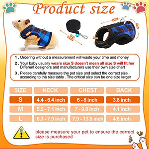 2 Pieces Guinea Pig Harness and Leash Plaid Hamster Harness with Safety Bell Adjustable Ferret Harness and Leash Set No Pulling Walking Vest for Ferret Chinchilla and Similar Small Animals (S)