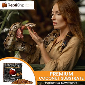 ReptiChip Compressed Coconut Chip Substrate for Reptiles 72 Quart Coco Husk Bedding Brick for Ball Pythons, Snakes, Tortoises, Geckos, Frogs, or Lizard Terrarium Tanks