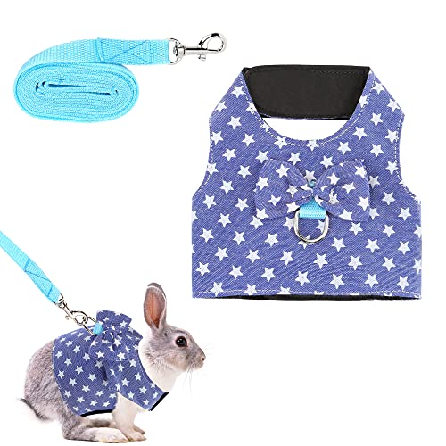 Filhome Adjustable Rabbit Harness Leash, Bunny Harness Leash Cute Vest Harness for Rabbit Ferret Bunny Kitten Guinea Pig Walking Medium