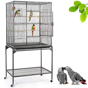 Yaheetech 63-Inch Wrought Iron Rolling Large Bird Cage for African Grey Small Quaker Amazon Parrots Canary Bird Flight Cage