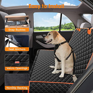 MIXJOY Dog Car Cover for Back Seat Cover Protector Waterproof Dog Seat Covers for Cars, Car Seat Protector for Dogs with 1 Dog Seat Belt, Nonslip Back Seat Cover for Kids, Trucks & SUV