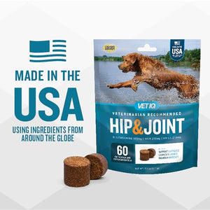 VetIQ Hip & Joint Supplement for Dogs, Anti Inflammatory Joint Support, Glucosamine, MSM, and Krill, Chicken Flavored Soft Chews, 180 Count