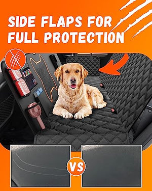 QINGTI Dog Seat Cover for Car Back Seat, SUVs & Trucks - Zipper Design Seat Protector for Dogs w/Mesh Window & Waterproof – Durable & Scratch-Proof – Pet Car Seat Cover Hammock