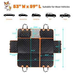 URPOWER 6 in 1 Dog Car Seat Cover, 60/40 Split Dog Seat Cover for Back Seat 100% Waterproof Dog Car Hammock Nonslip Backseat Dog Cover with Mesh Window Pet Seat Protector for Cars, Trucks and SUVs
