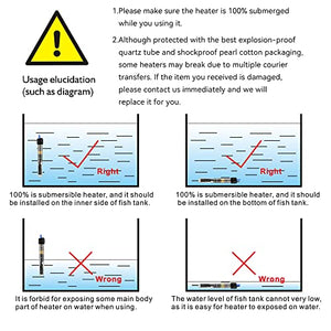 FREESEA 25 Watt Aquarium Betta Fish Tank Heater with Aquarium Submersible Thermometer