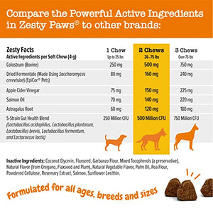 Zesty Paws Dog Allergy Relief - Anti Itch Supplement - Omega 3 Probiotics for Dogs - Salmon Oil Digestive Health - Soft Chews for Skin & Seasonal Allergies - with Epicor Pets - Lamb - 90 Count