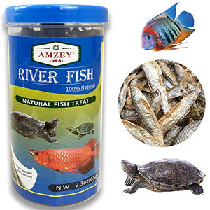 Amzey 2.3 oz Dried River Fish - Natural Food for Turtles, Terrapins, Reptiles and Large Tropical Fish