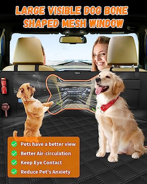 QINGTI Dog Seat Cover for Car Back Seat, SUVs & Trucks - Zipper Design Seat Protector for Dogs w/Mesh Window & Waterproof – Durable & Scratch-Proof – Pet Car Seat Cover Hammock