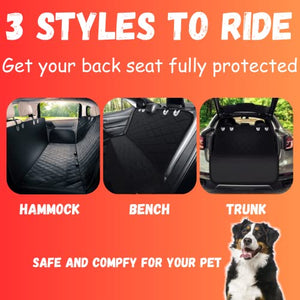 Dog Car Seat Cover for Back Seat for XL Cars, SUVs & Trucks - Durable Car Cover Protector for Dogs, Nonslip Backseat Dog Hammock, Waterproof Scratchproof Protection Against Dirt, Pet Fur w/Side Flaps