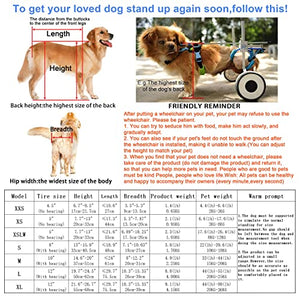 Adjustable Dog Cart/Wheelchair, Animal Exercise Wheels，for Pet/Doggie Wheelchairs with Disabled Hind Legs Walking，Light Weight, Easy Assemble (7-Size)(XSLW)