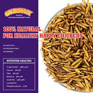 Zower 5 lbs Natural Meally Worms-Dried Black Soldier Fly Larvae,Rich-Protein Scratch Treats with Over 85X More Calcium Than Dried Mealworms for Chicken,egg laying hens,Birds,Amphibians and Reptiles