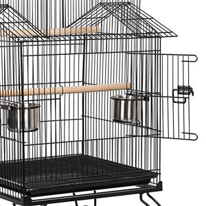 Yaheetech 55-inch Rolling Standing Triple Roof Top Medium Parrot Cage for Mid-Sized Parrots Cockatiels Sun Parakeets Green Cheek Conures Caique Pet Bird Cage with Detachable Stand