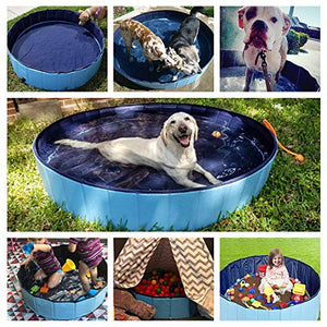 Jasonwell Foldable Dog Pet Bath Pool Collapsible, Bathing Tub Kiddie Pool for Dogs Cats and Kids (32inch.D x 8inch.H, Blue)