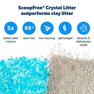 PetSafe ScoopFree Crystal Litter Tray Refills, Premium Blue Crystals, 3-Pack, Disposable Tray, Includes Leak Protection & Low Tracking Litter, Absorbs Odors On Contact