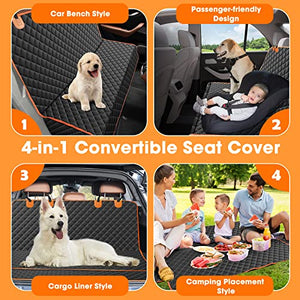 MIXJOY Dog Car Cover for Back Seat Cover Protector Waterproof Dog Seat Covers for Cars, Car Seat Protector for Dogs with 1 Dog Seat Belt, Nonslip Back Seat Cover for Kids, Trucks & SUV