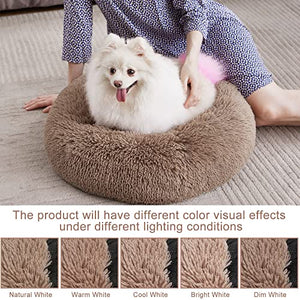 MIXJOY Orthopedic Dog Bed Comfortable Donut Cuddler Round Ultra Soft Washable Cat Cushion Bed (20''/23''/30'') (23'', Brown)