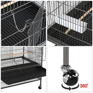 Yaheetech 52-inch Wrought Steel Standing Large Flight King Bird Cage for Cockatiels African Grey Quaker Amazon Sun Parakeets Green Cheek Conures Pigeons Parrot Bird Cage Birdcage with Stand