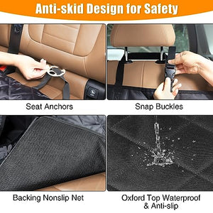 Kytely Dog Car Seat Cover, Waterproof Dog Car Hammock with Mesh Window, Anti-Scratch Nonslip Car Dog Cover Back Seat, Durable Pet Dog Seat Cover for Cars Trucks and SUVs