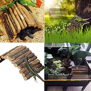 kathson Bearded Dragon Hammock Reptile Hideout Wooden Bridge Jungle Climber Vines Flexible Reptile Leaves with Suction Cups Reptile Habitat Decor for Chameleon, Lizards, Gecko, Snakes Climbing Hiding